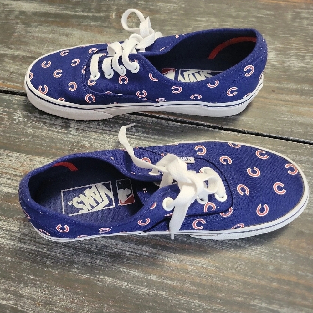 Vans X MLB Authentics Chicago Cubs Sneakers Men’s Size 5  Women's 6.5  EC - Picture 2 of 8